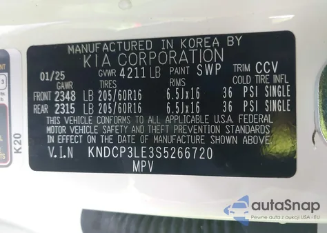 2025 Kia Niro Lx from USA, damaged, VIN KNDCP3LE3S5266720